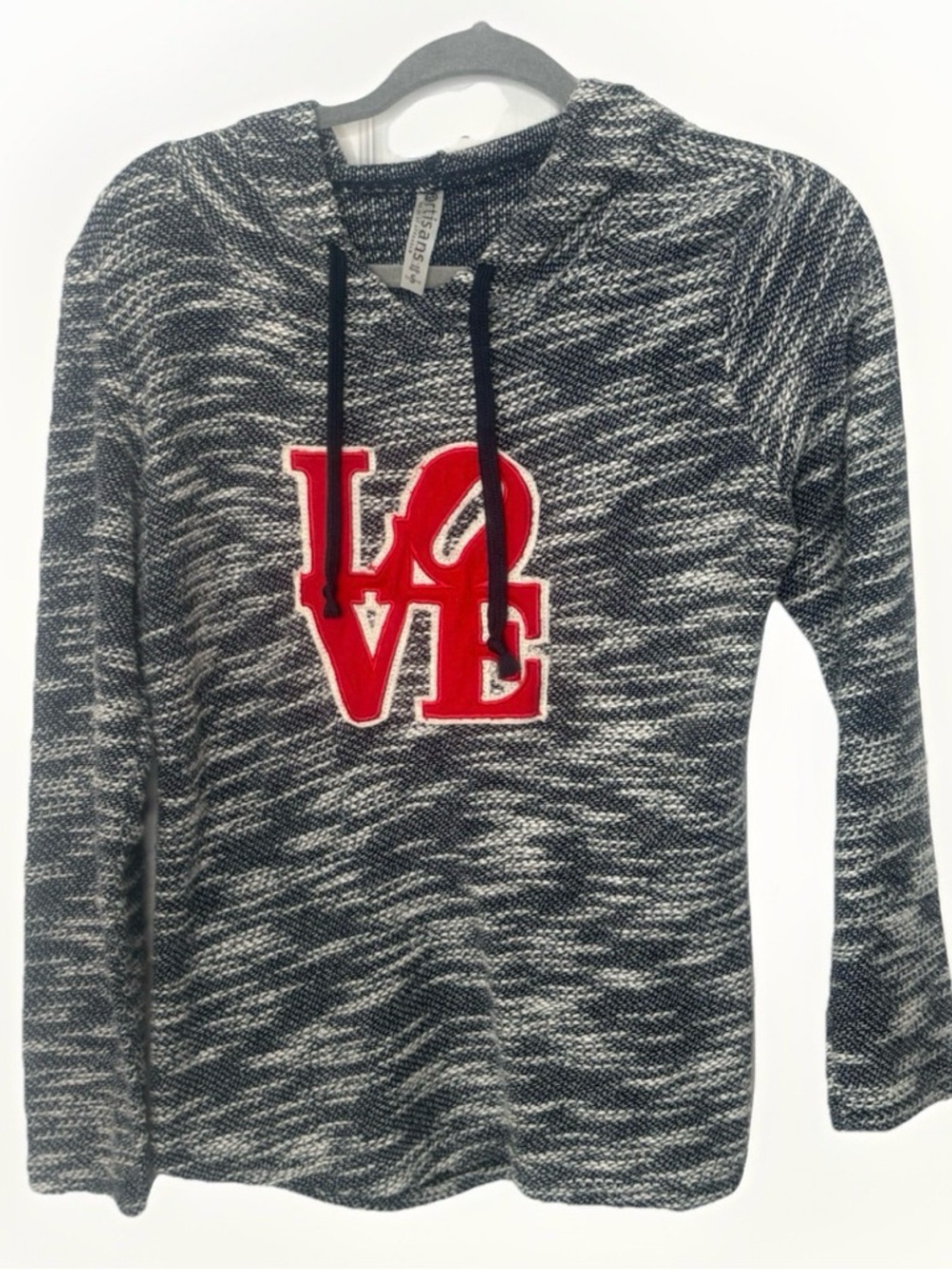 Philadelphia LOVE Hoodie Size Small Black White Red Light‎ Cozy Pullover - Picture 2 of 5